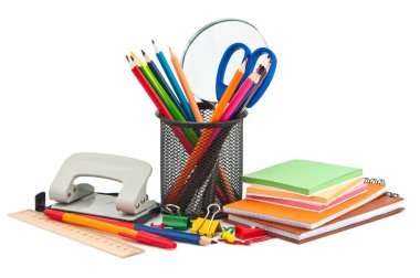 Stationery on white background. clipart