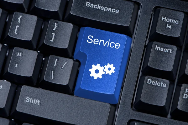Service blue button computer keyboard internet concept. — Stockfoto