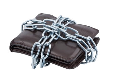 Wallet in chains isolated on white background. clipart