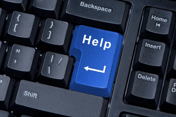 Ayuda botón ordenador teclado internet concepto . —  Fotos de Stock
