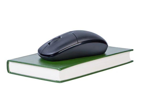 Počítačová myš na knize izolované. — Stock fotografie
