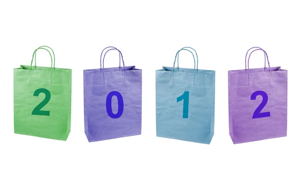 Multicolor shopping bags and numbers 2012. — Stock Photo, Image