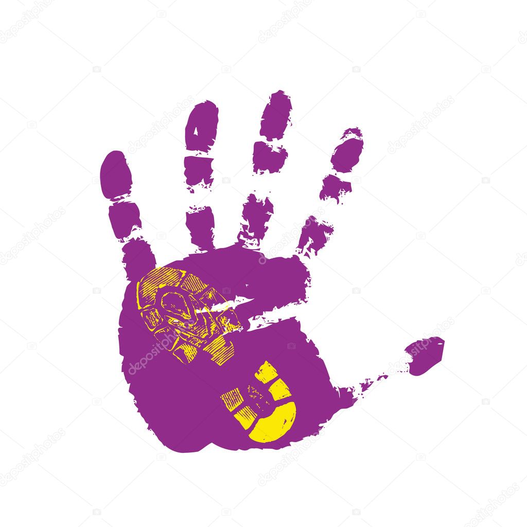 Print of a human boot and hand.Vector illustration