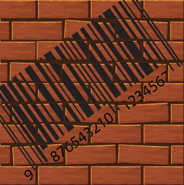 Etiqueta de código de barras na parede de tijolo.Ilustração vetorial — Vetor de Stock