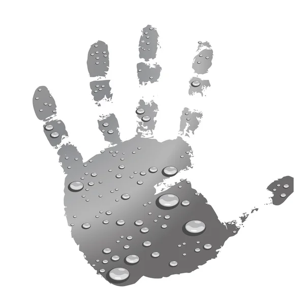 Krople wody na wydruku dłoni — Zdjęcie stockowe
