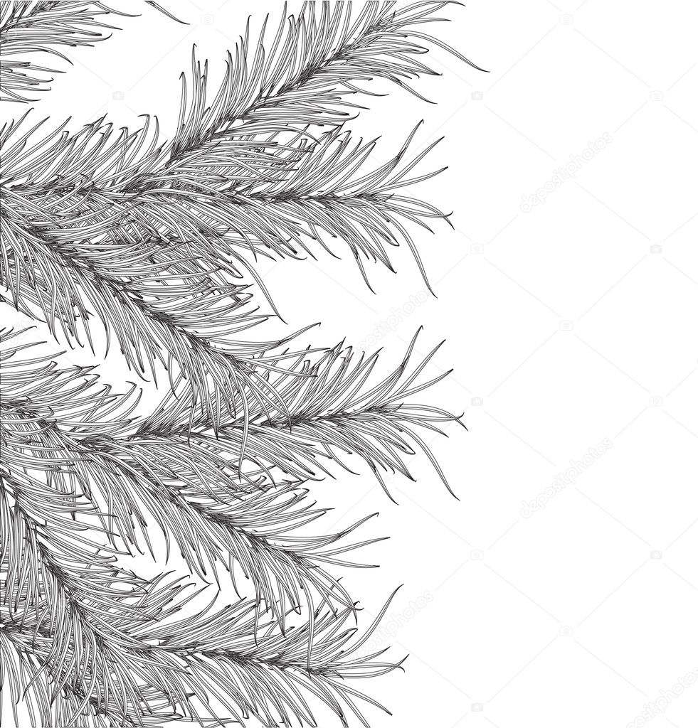 New Year's pine tree on a white background illustration