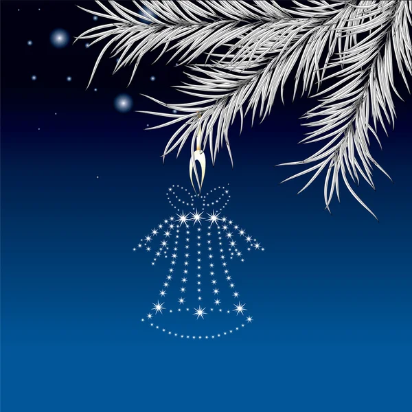 New Year's pine and hand bell illustration — 图库照片