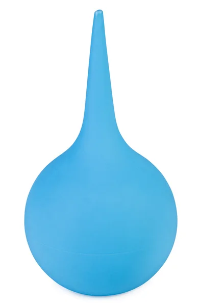 Clyster de borracha azul (clysis) isolado em branco — Fotografia de Stock