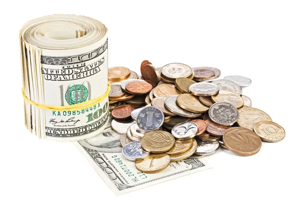 Verenigde Staten dollar munt monetaire concept foto met warmgewalste bankbiljet — Stockfoto