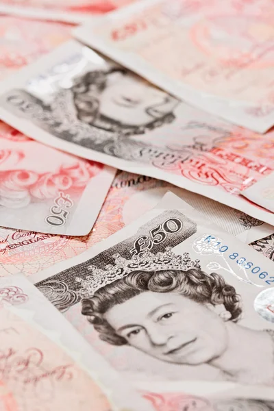50 pond sterling bankbiljetten close-up bekijk zakelijke achtergrond — Stockfoto