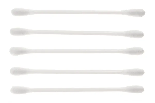 Baumwolle Ohrenstift Makro-Ansicht, isoliert auf weiß — Stockfoto