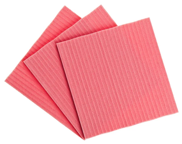 Cucina in cellulosa rosa (tessuto), isolata su bianco — Foto Stock