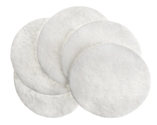 Cotton round cosmetic pads, isolated on white — Stock Photo, Image