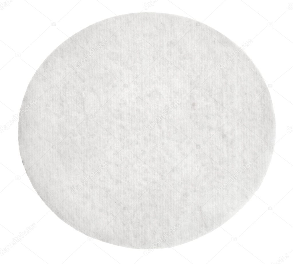 One round cotton cosmetic pad, isolated on white