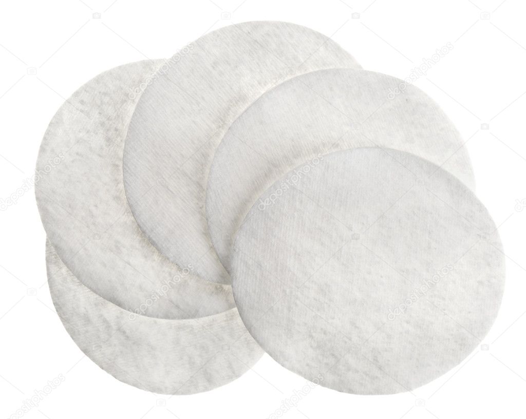 Cotton round cosmetic pads, isolated on white