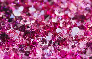 Many small ruby diamond stones, luxury background shallow depth clipart