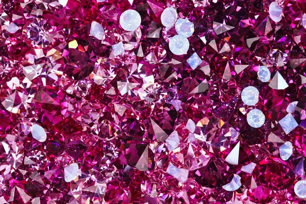 Many small ruby diamond stones, luxury background — Stock Photo, Image