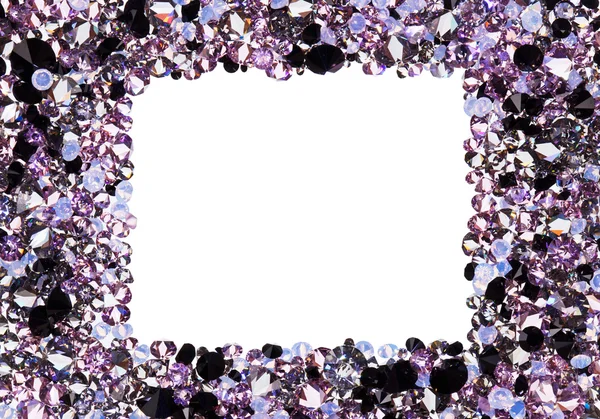 Квадратная рамка из множества маленьких фиолетовых бриллиантов, с кописпаком — стоковое фото