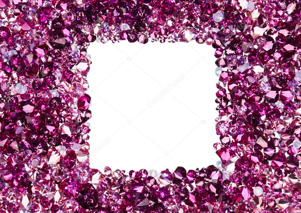 Square frame made from many small ruby diamonds, with copyspace
