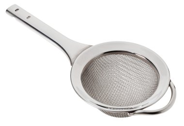 Round metal tea strainer isolated on white clipart