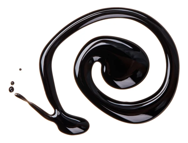 Black nail polish (enamel) spiral sample, isolated on white — Stock Photo, Image