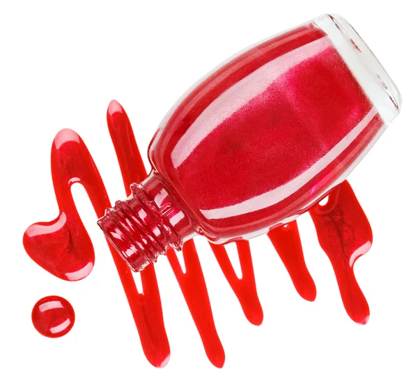 에 나 멜 방울 샘플,에 고립 빨간 매니큐어 병 — 스톡 사진