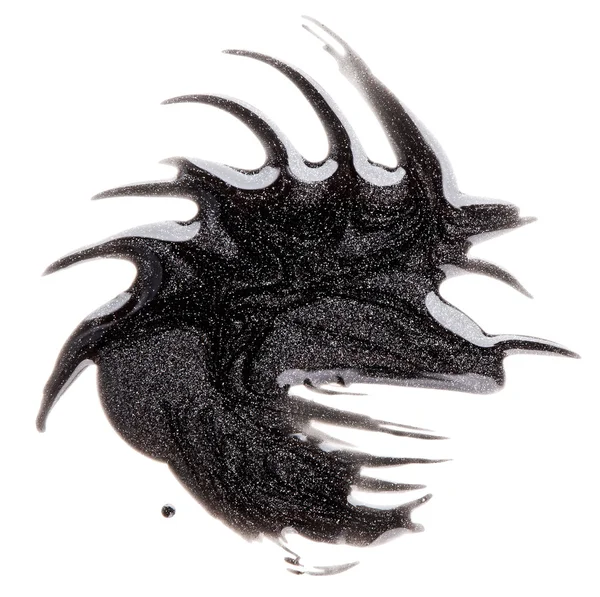 Mörk silver nagellack (emalj) fläck prov, isolerad på whit — Stockfoto