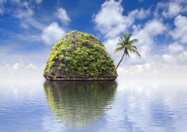 Beautiful island with a palm tree at ocean, Thailand clipart