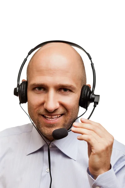 Affärsman med hörlurar — Stockfoto
