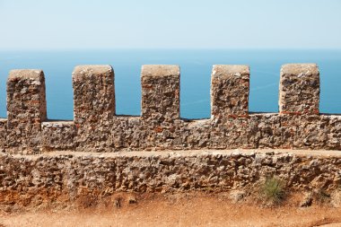 Sea and sky view from Alanya castle wall clipart