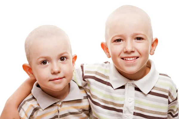 Shaved heads children smiling — Stock Photo, Image