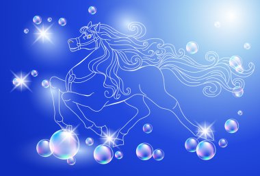 White horse and stars clipart