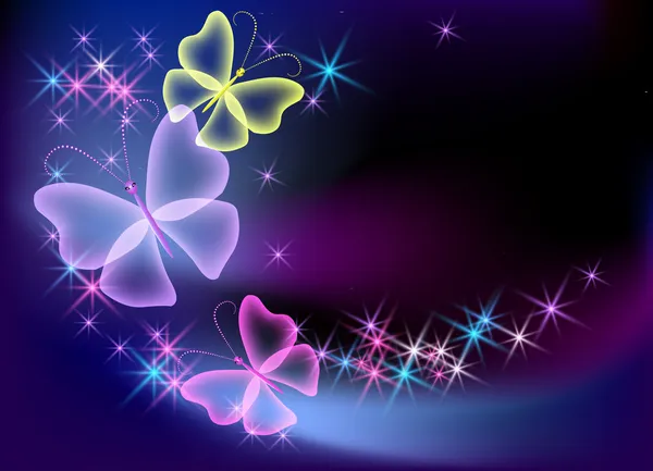 Glühender Hintergrund mit transparentem Schmetterling — Stockvektor