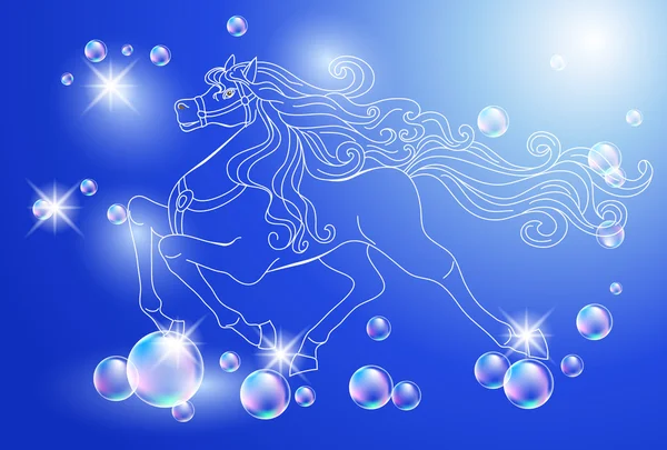 Белая лошадь и звезды — стоковый вектор