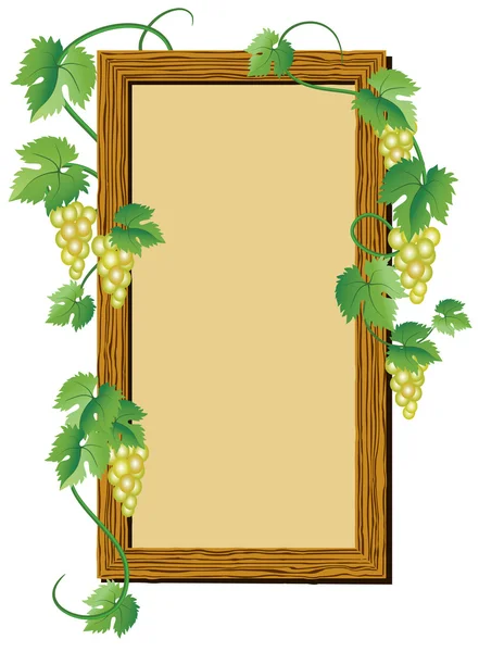 Дерев'яна рамка з виноградом — стоковий вектор