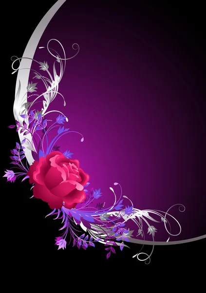 Argent cadre wth rose — Image vectorielle