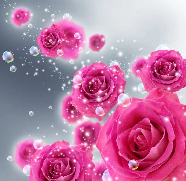 Růže a bubliny — Stock fotografie