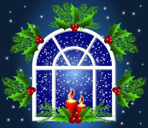 Fenêtre de Noël — Image vectorielle