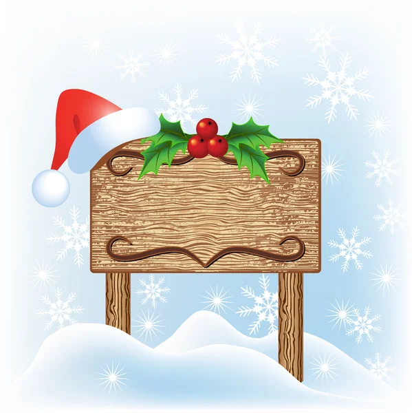 Boże Narodzenie szyld z santa hat — Wektor stockowy