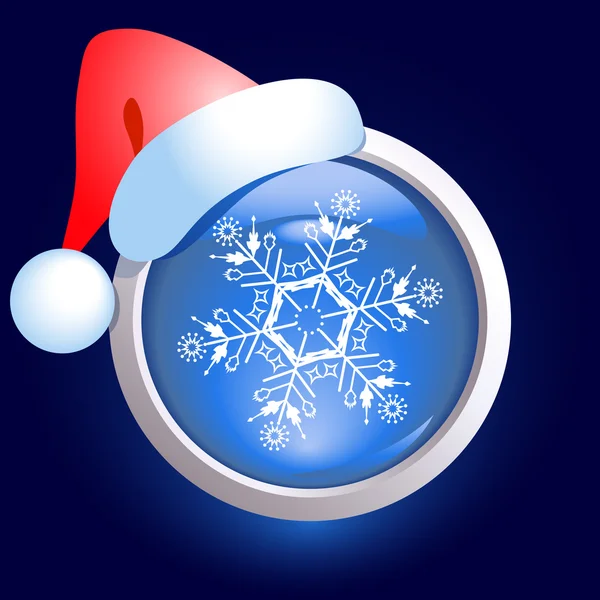 Tlačítko web Vánoce a santa čepice — Stockový vektor