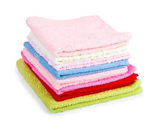 Pile stacked colorful towels — Stock Photo, Image