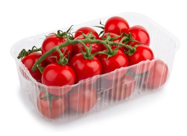 Kırmızı kiraz domates plastik tepsi