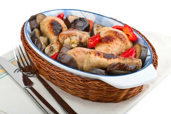 Delicious chicken with Eggplant — Stock Photo, Image