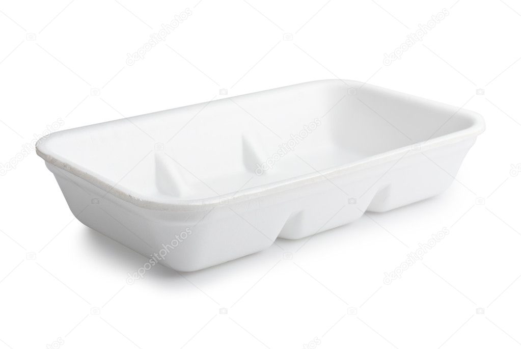 Plastic food tray isolated in white background