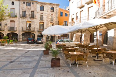 Empty cafe in the Besalu clipart