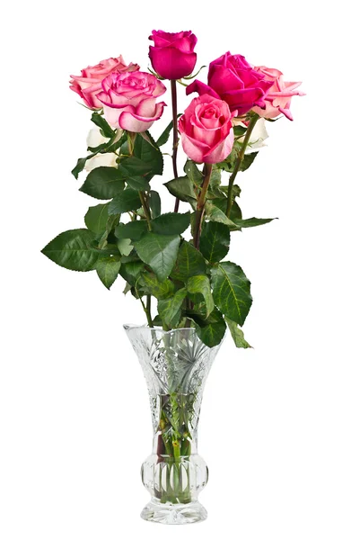핑크 장미 꽃병에 잔뜩 — 스톡 사진
