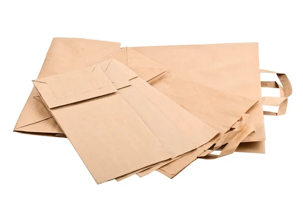 Papírový sáček izolovaný na bílém — Stock fotografie
