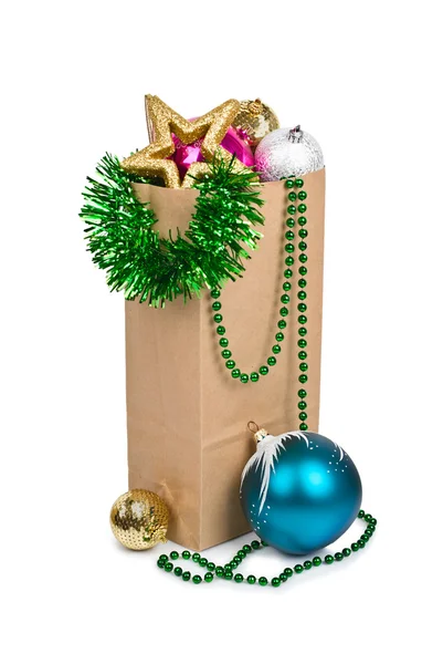 Christmas composition with balls and stars — Stock Photo, Image