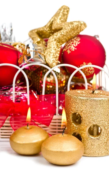 Decoração de Natal com vela — Fotografia de Stock