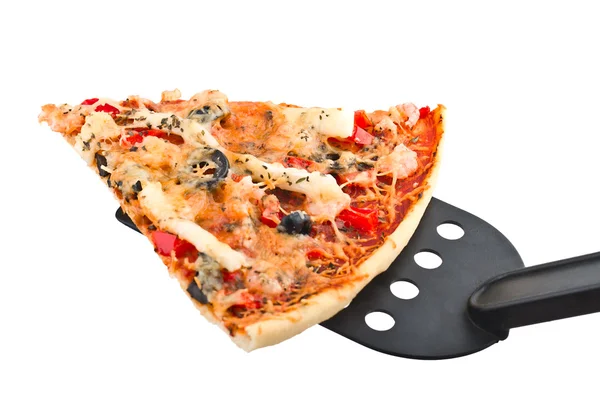 切断切片比萨饼διακόπτει φέτα πίτσα — 图库照片